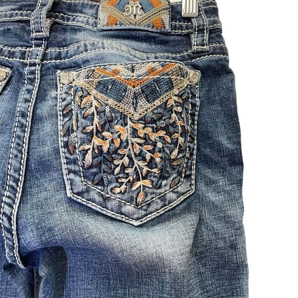 Miss Me Y2K Hailey Skinny Boho Embroidered Rhinestone Dark Wash Jeans Size 25 - Picture 4 of 15